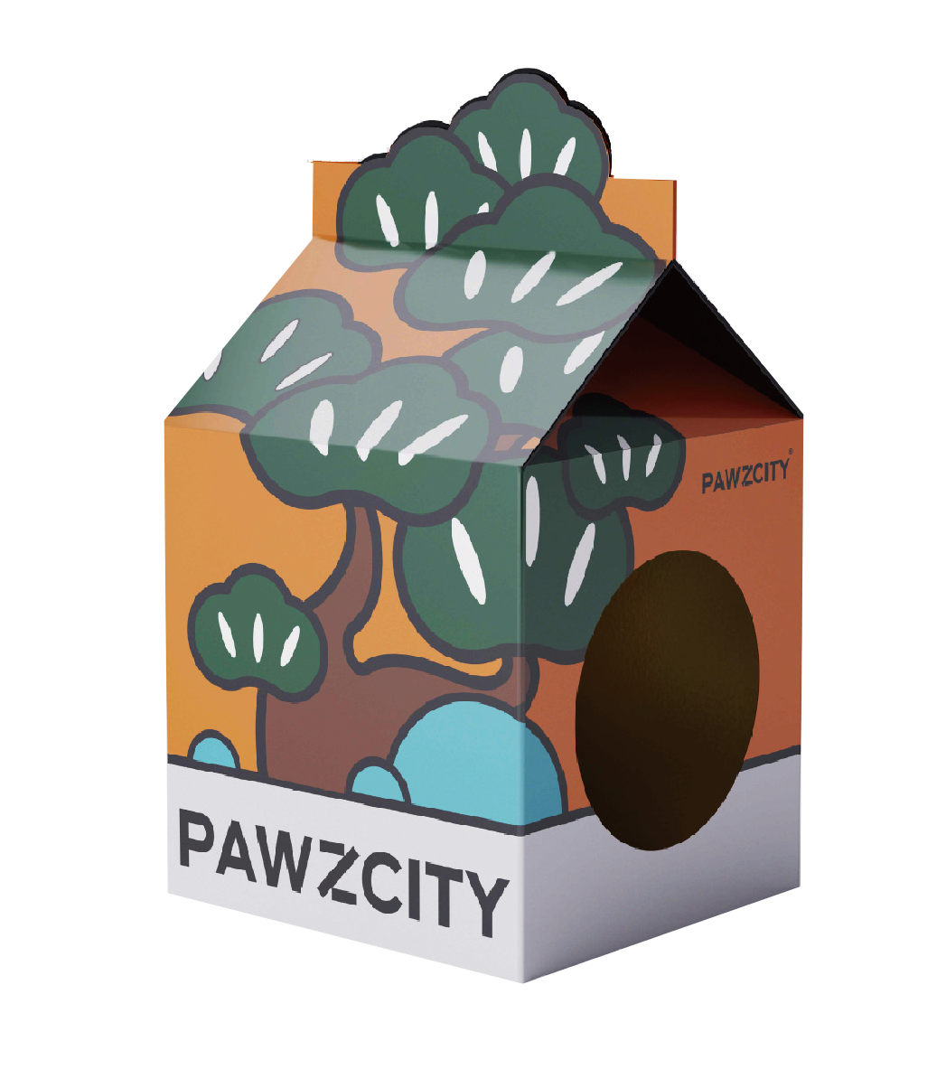 PAWZCITY Tetra-Pak Cat Scratcher House - Pine