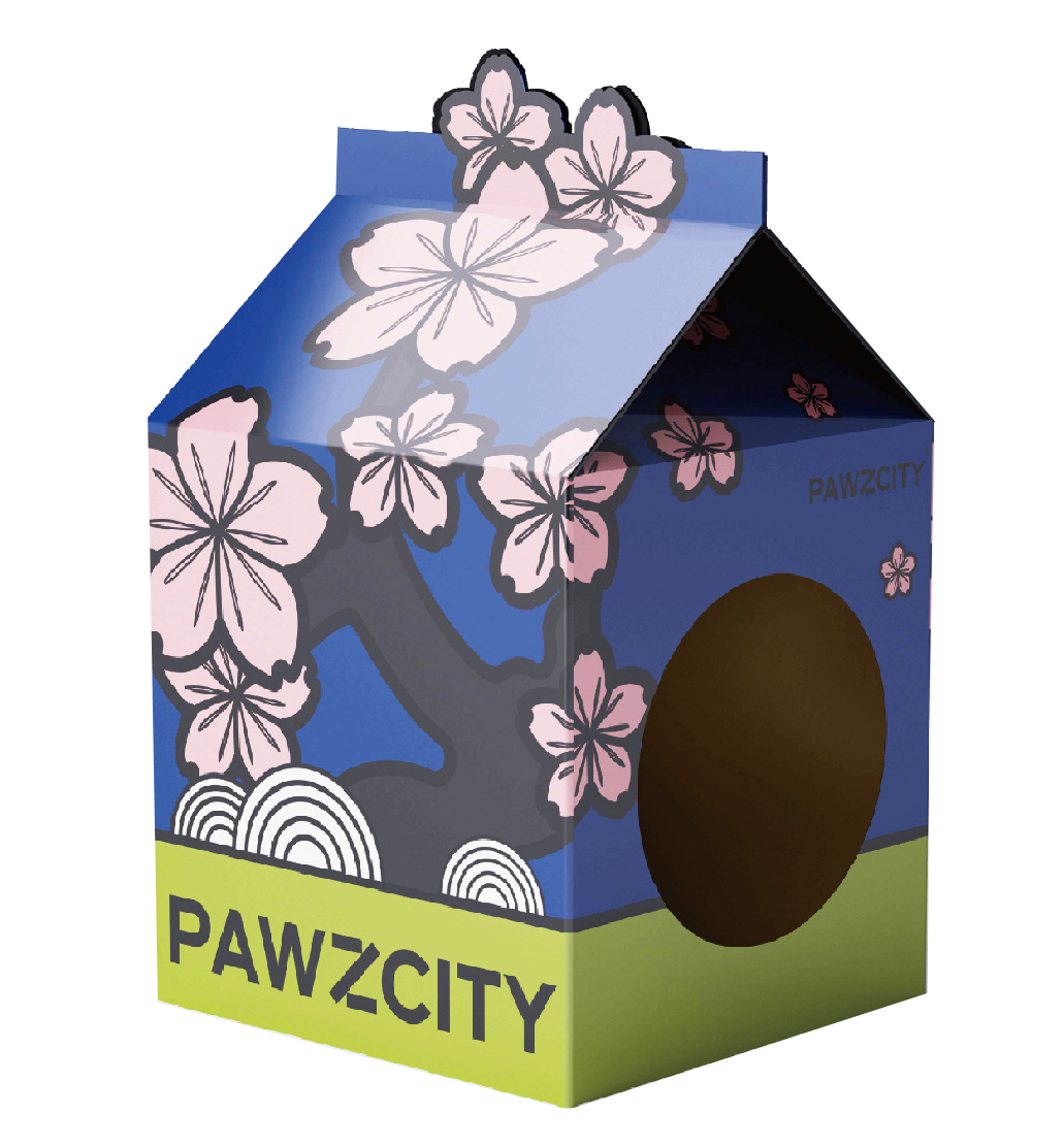 PAWZCITY Tetra-Pak Cat Scratcher House - Sakura