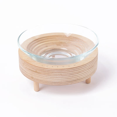 PURROOM Premium Glass Pet Bowl - Wood Stand