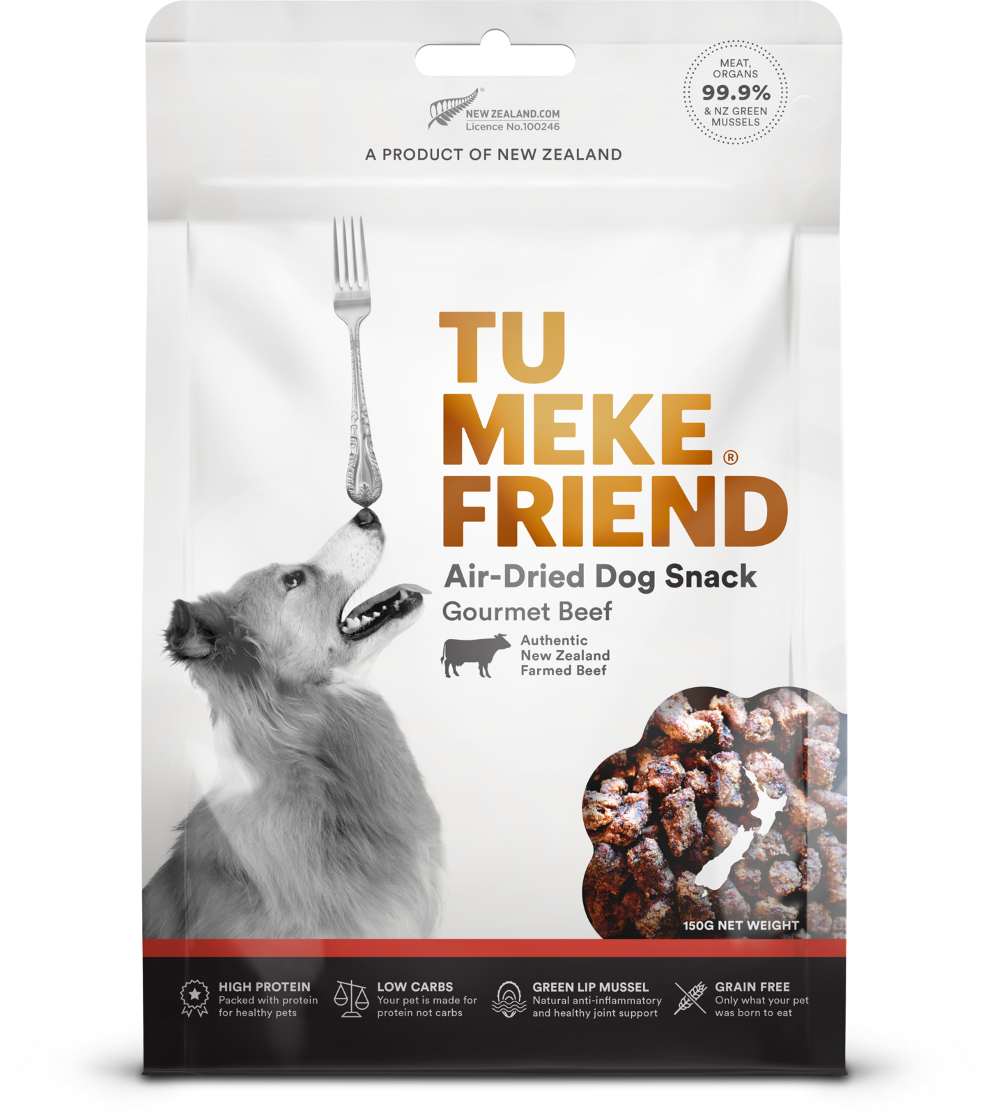 TU MEKE FRIEND Air-Dried Natural Dog Snacks Gourmet Beef 150G