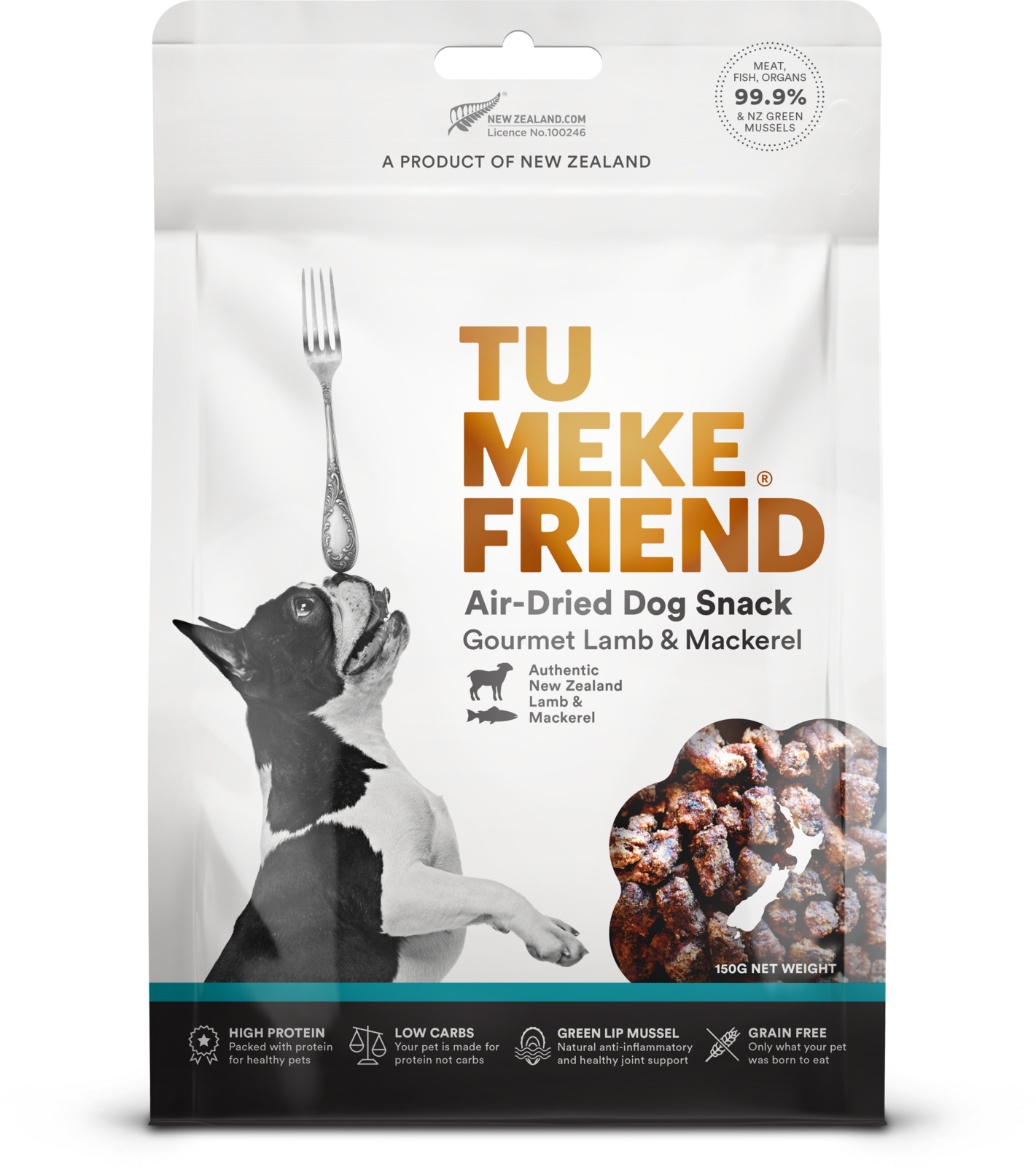 TU MEKE FRIEND Air-Dried Natural Dog Snacks Gourmet Lamb & Mackerel 150G