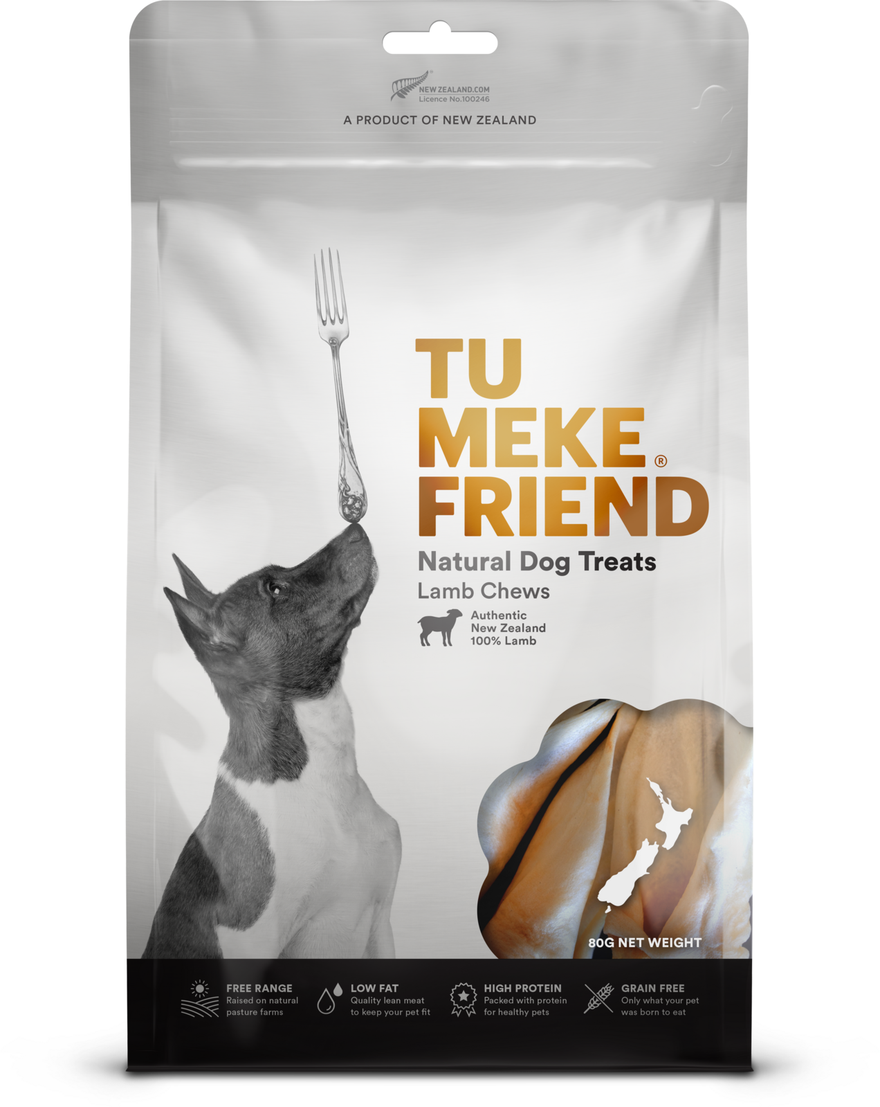 TU MEKE FRIEND Air-Dried Natural Dog Treats Lamb Chews 80G