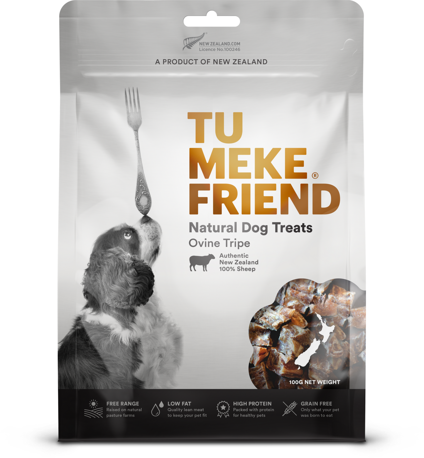 TU MEKE FRIEND Air-Dried Natural Dog Treats Ovine Tripe 100G