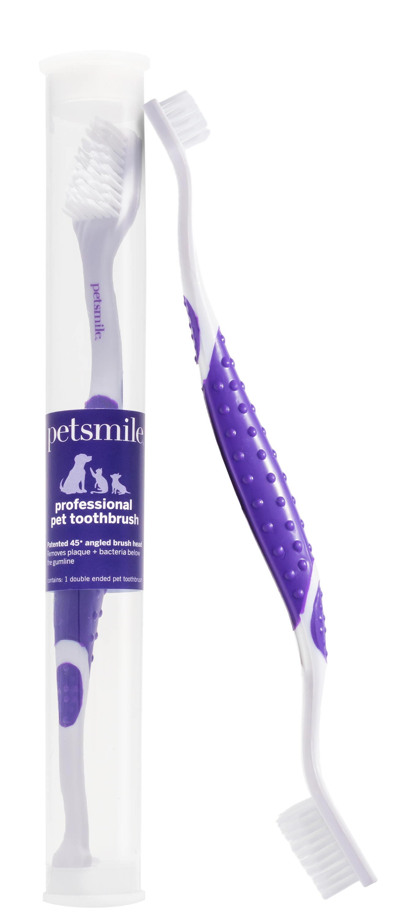 PETSMILE Professional Pet Toothbrush - Patented 45° Dual-Ended Brush Head